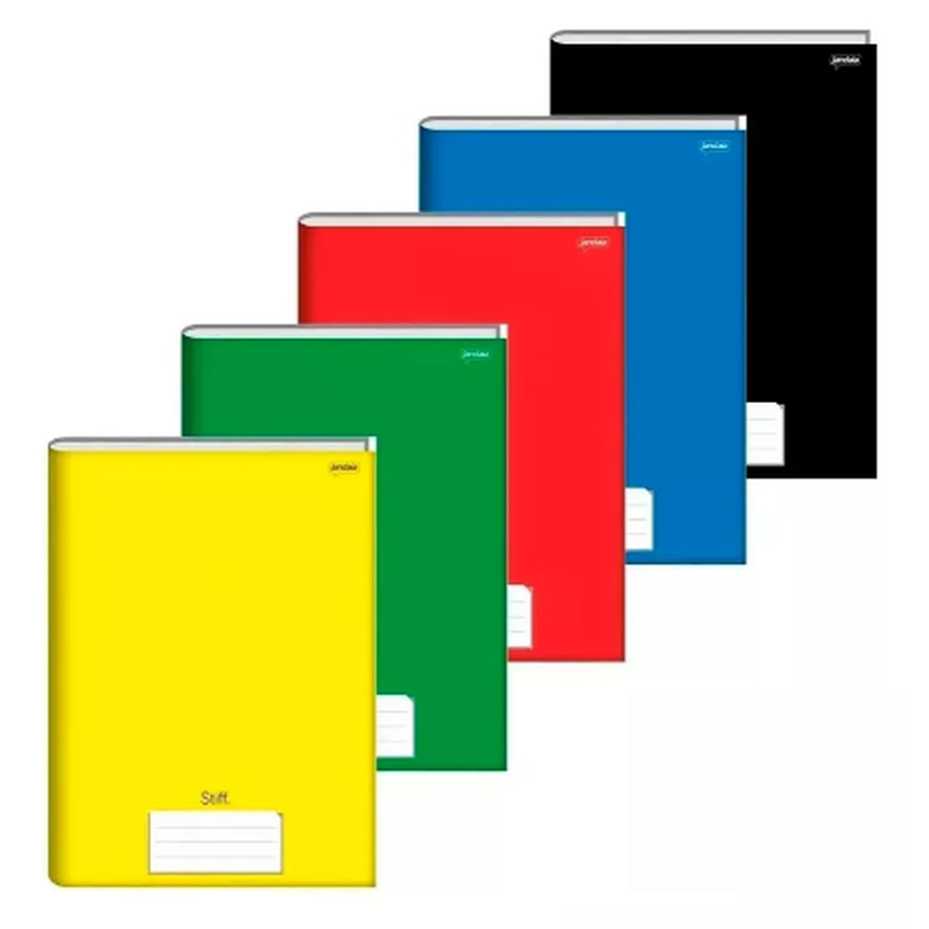 Kit com 5 Cadernos Brochura Grande Brochurão 96 Folhas Capa Dura Stiff ...