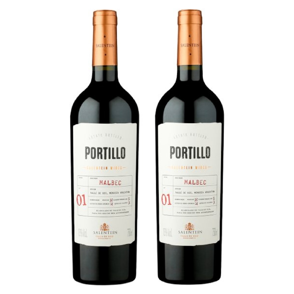 Kit 2 unidades Vinho Argentino Portillo Malbec Bodega Salentien ...