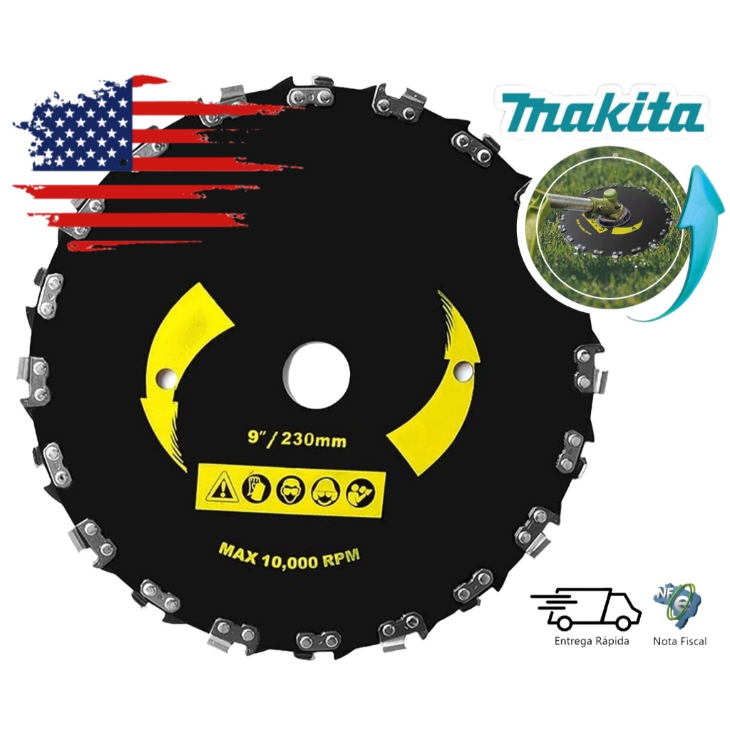 Disco Com Dentes Corrente Motosserra P/ Roçadeira Makita Rbc411