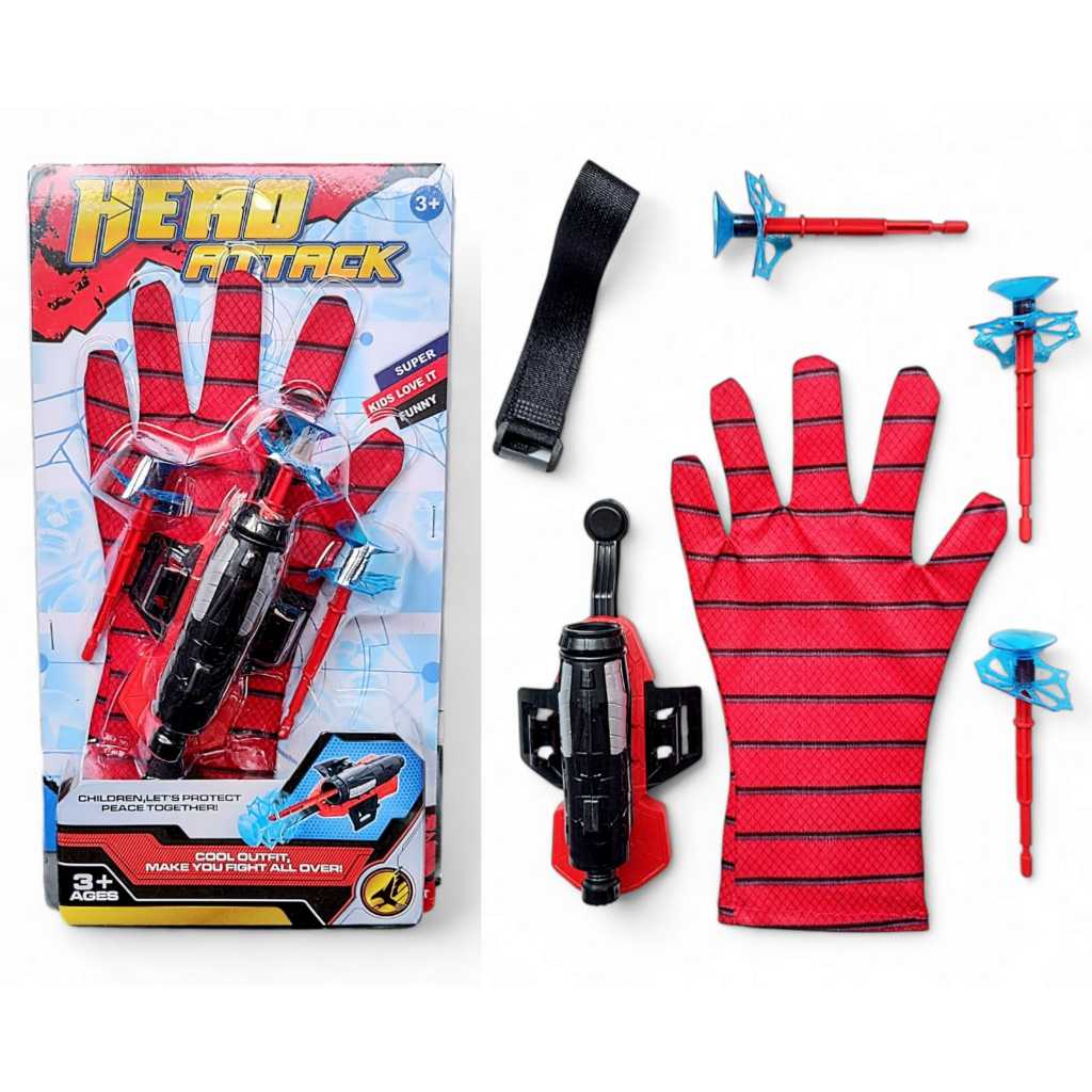 Luva Infantil Lança Dardos Grudantes Aranha Brinquedo Divertido.