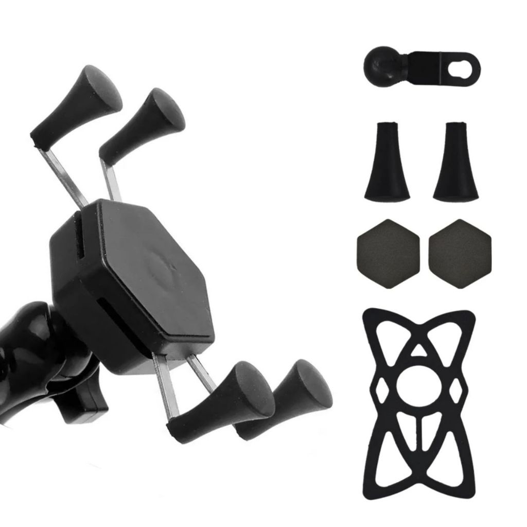 Suporte De celular para Moto com Carregador Usb Gps Articulado Garra Aranha Anti Choque 360°