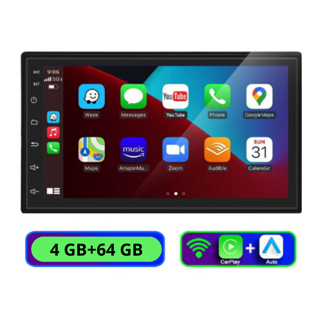 Rádio Multimídia Android 2 Din 4G 32G Universal 7/9/10" Ifi GPS Bluetooth Reprodução de Vídeo e Áudio para Carro