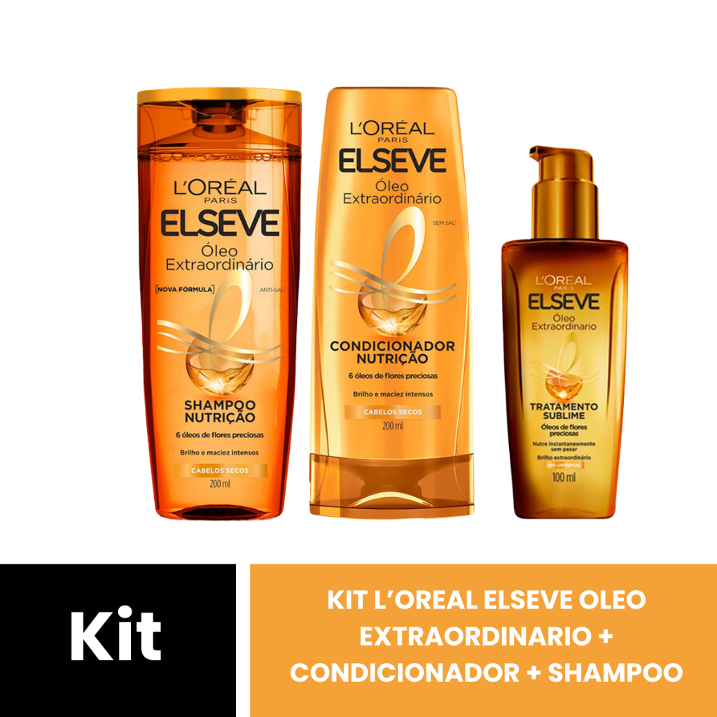 KIT ELSEVE SHAMPOO + CONDICIONADOR + ÓLEO EXTRAORDINÁRIO - 3 PRODUTOS ...