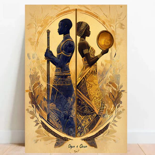 Quadro Placa decorativa Ogum e Oxum Orixá Umbanda Candomblé Decorativo Oxalá 03