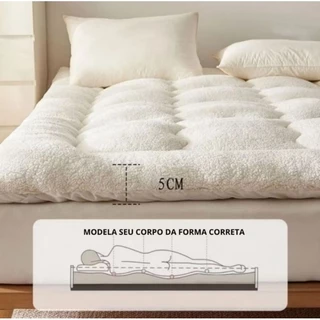 pillow top cama casal box toque macio lá de carneiro dupla face.