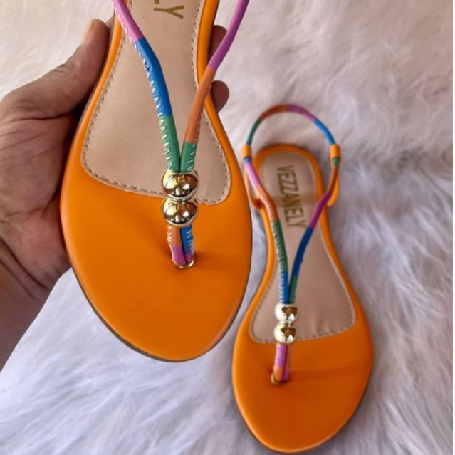 Sandália Feminina Ajustável Rasteirinha colorida moda confort Ref