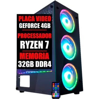 Cpu Computador PC Gamer Amd Ryzen 7 / Placa Video GeForce 4GB / 32GB Ddr4 / SSD 480GB