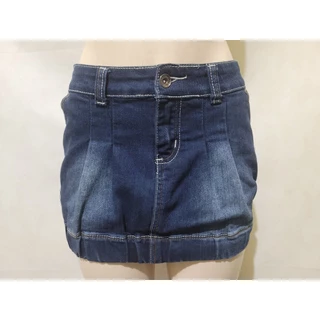 Saia jeans curta mini balone REVERS tam p 36 usado bom estado conforme medidas