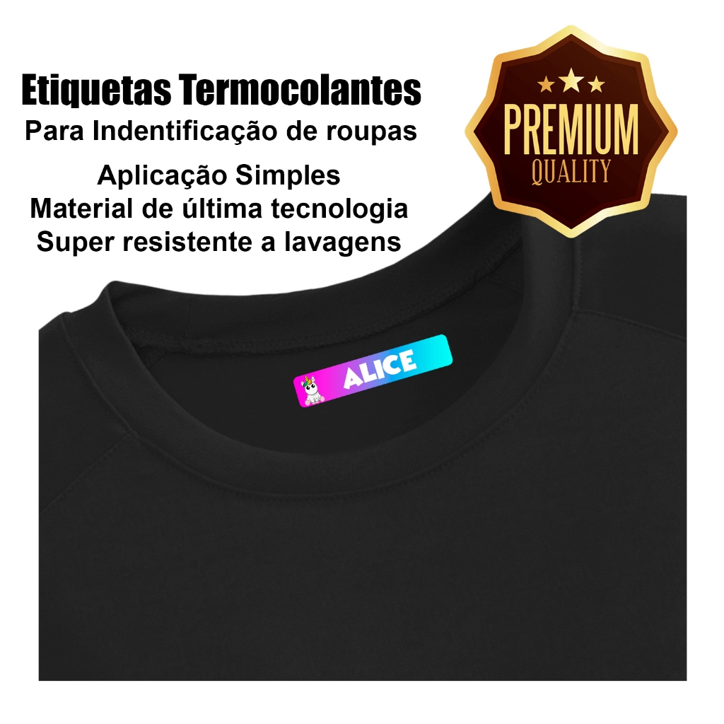 KIT 10 Etiquetas Termocolantes de 5x1,2cm para Uniformes e Roupas ...