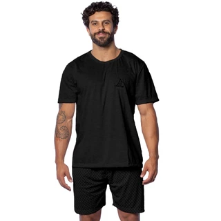 Pijama Masculino Malha Manga Curta Short Estampado Liso Traje Confortável em Oferta na Shopee