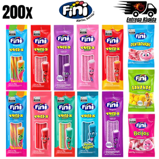Kit 200 Unidades Bala De Gelatina Fini 15g Sortidos Ou Tubes Sabores Variados