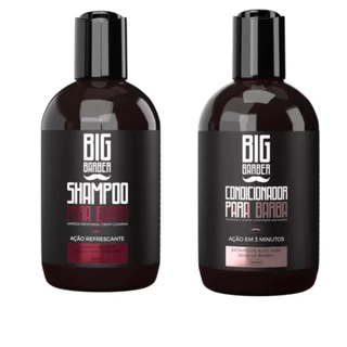 Big Barber Shampoo e Condicionador Barba Refrescante Cuidado Pele Limpeza Profunda