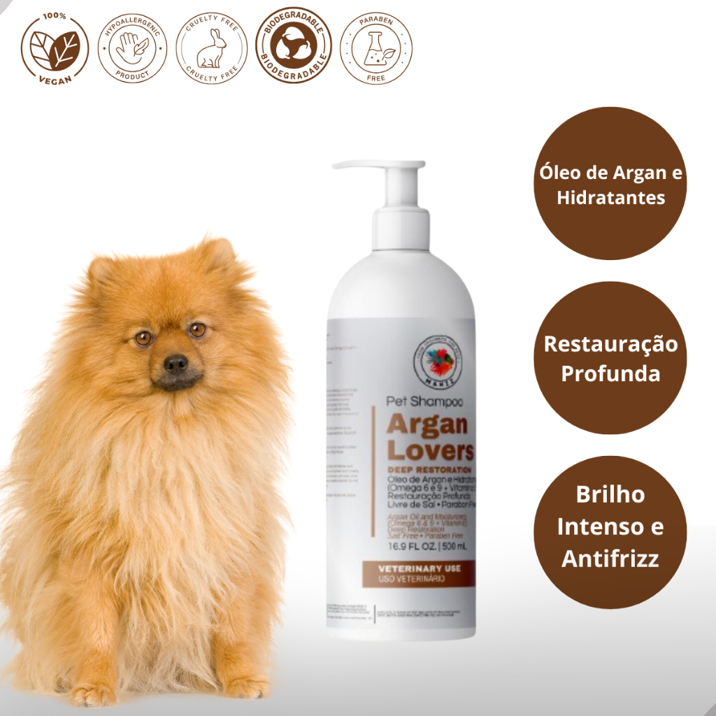 Shampoo Para Cachorro Hidratante Pet Argan Lovers Combate Frizz Caes E ...