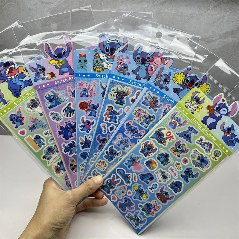 Kit 3 Cartela Adesivo Stitch Brilhante Grande Decoração Caderno ...