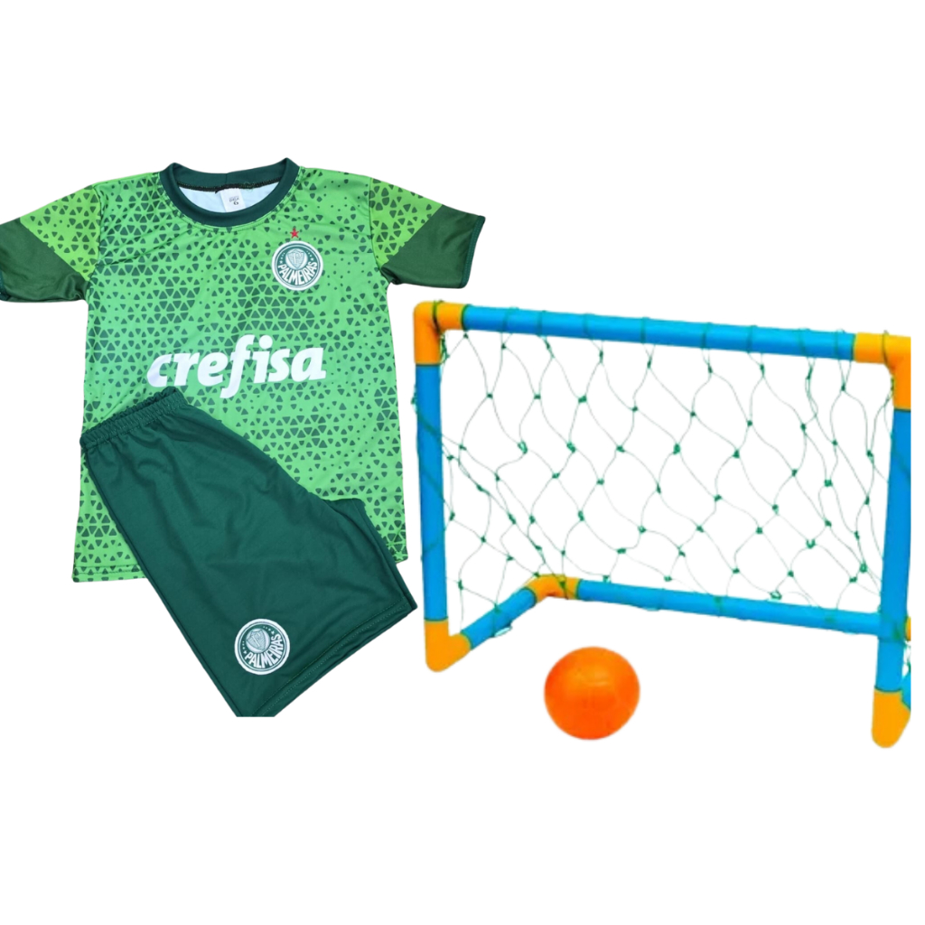 Kit Conjunto Futebol Infantil Juvenil com Camisa e bermuda Palmeiras ...