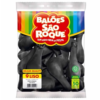 Balão Bexiga Nº 9 Polegadas Preto Ébano - 50 Unidades - Festa Infantil - Decoração - Aniversário