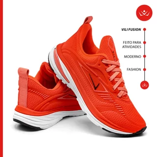 Tênis Feminino Vili Fusion Esportivo Masculino Academia 232G Laranja