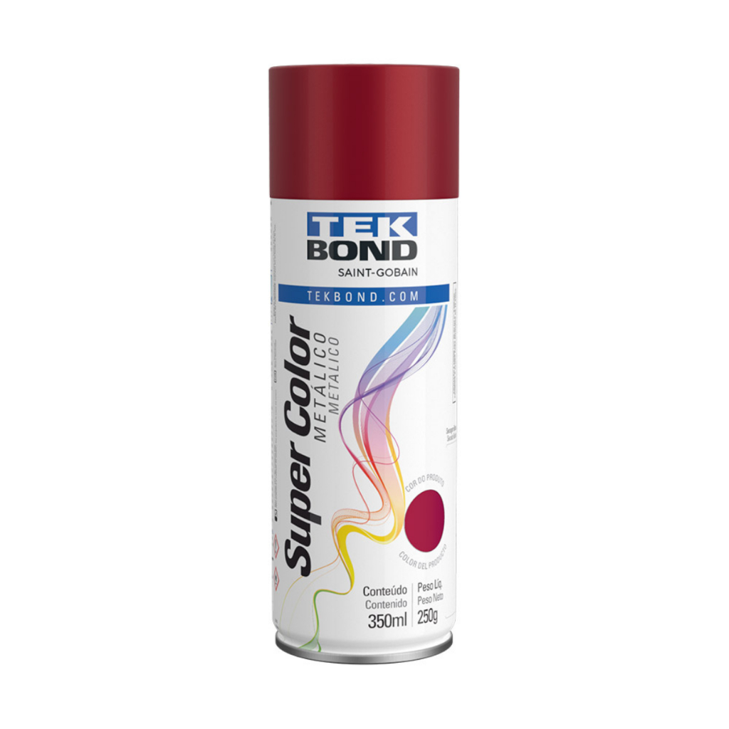 Tinta Spray Metálico Vermelho Brilhante 350ml Tekbond