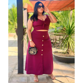 CONJUNTO PLUS SIZE SAIA LONGA
