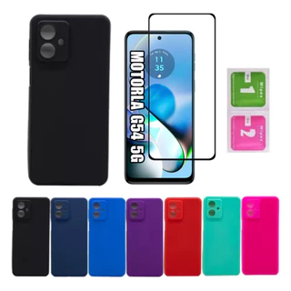 Pelicula Vidro 3D Moto G54 Motorola + Capinha Aveludada Colorida Capa