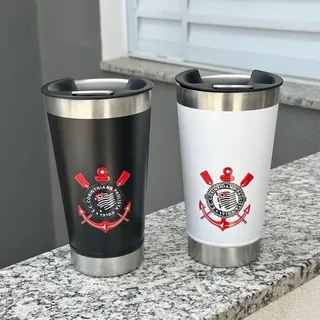 Copo Térmico de Time / Corinthians / Personalizado com tampa e abridor 473ml