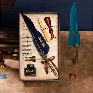 KIT Especial de Caneta Tinteiro Harry Potter C/ Pena Nanquim Sinete Cera/Caixa de Presente Natal