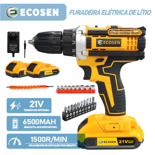 Parafusadeira Furadeira 21V 2 Baterias e Acessórios Completo