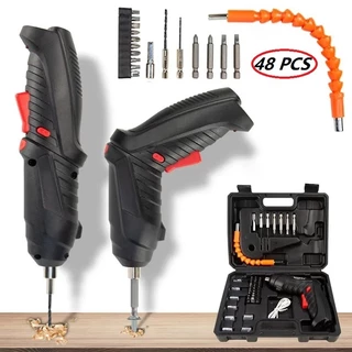 kit Parafusadeira/furadeira 48 Pçs bivolt À Bateria Carregador Usb (Dupla posição) Oferta especial C/Caixa de ferramenta