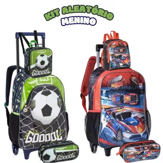 Kit Mochila Escolar Infantil Aleatório Menino 2 Em 1 Rodinhas Criança Menino em Oferta na Shopee