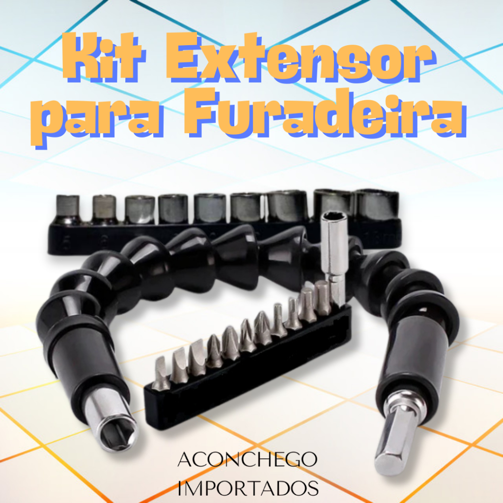 Kit Extensor Furadeira Prolongador Ferramenta Braço Flexivel 25cm ...