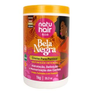 Creme para pentear Bela Negra Natuhair 1kg Definição Intensa Hidratação Volume Crespos Cacheados