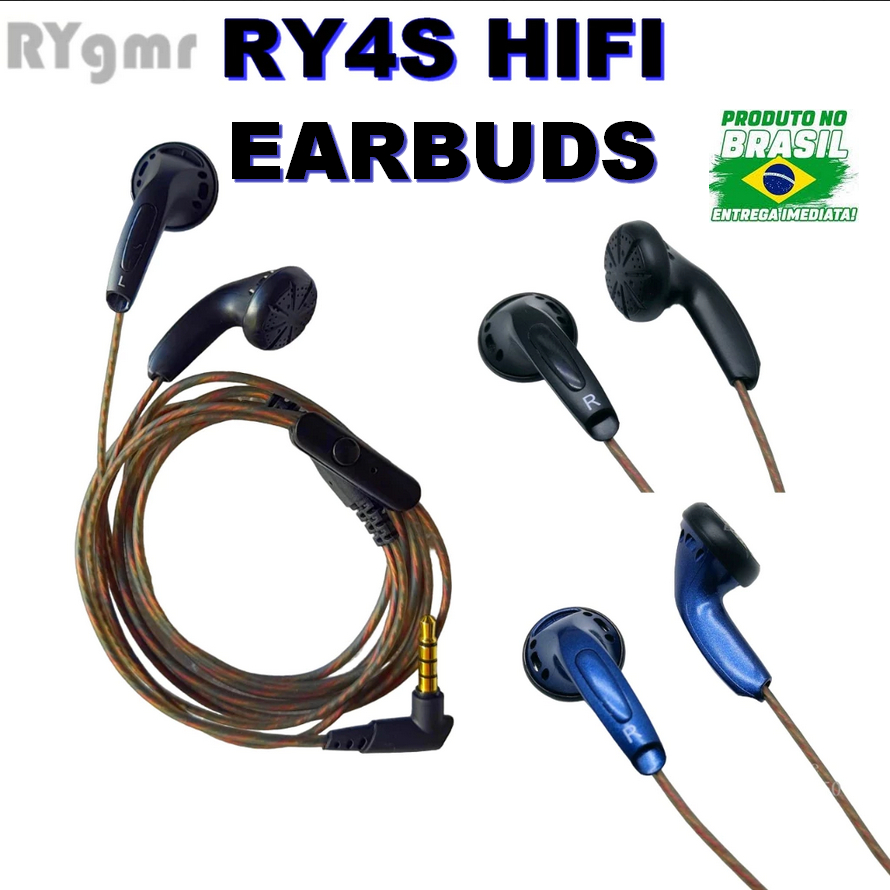 Fone RY4S Earbuds HiFi ORIGINAL com Microfone Ry4s 15mm Estilo Kbear ...