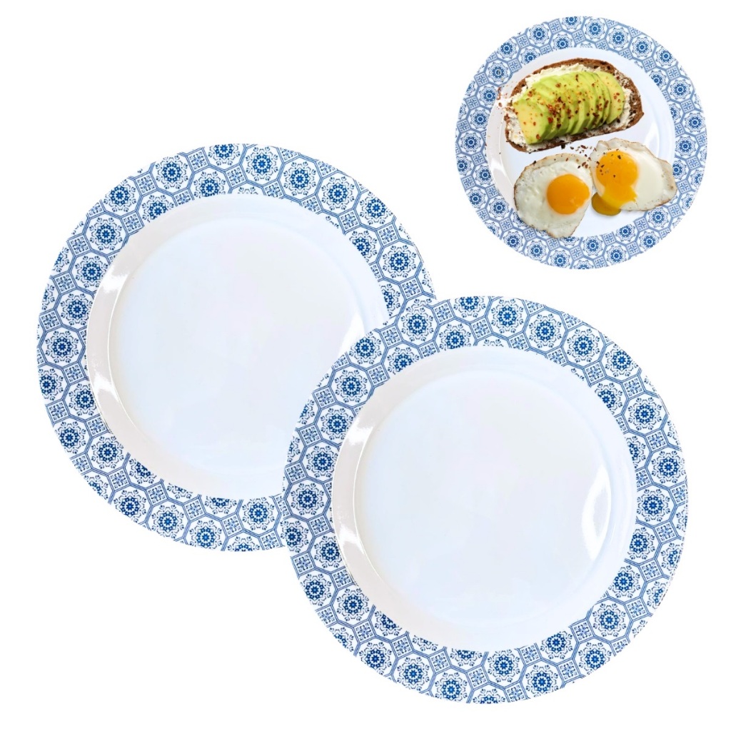 2 Pratos Raso em Melamina Grande Para Refeição e Sobremesa 27,5cm ...