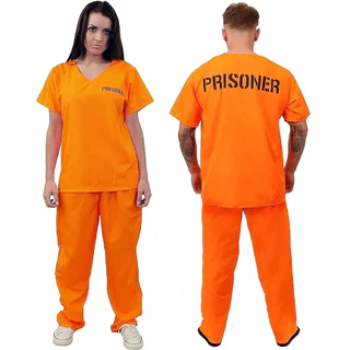 Fantasia Presidiário Adulto Unissex Macacão Laranja Carnaval Cosplay