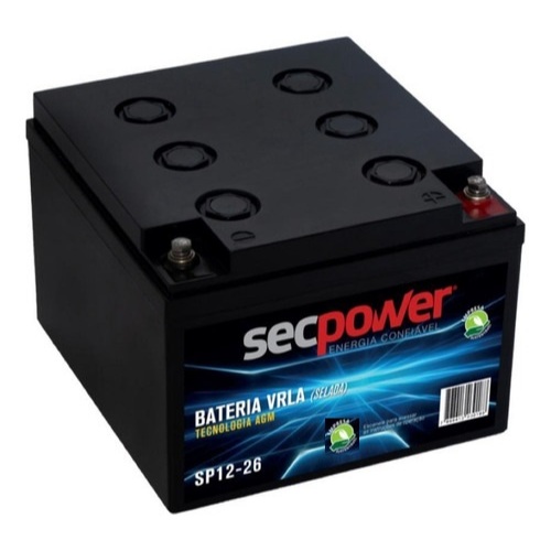 Bateria 12V 26Ah GEL - Nobreak, Alarmes, Solar, Cerca - UPS