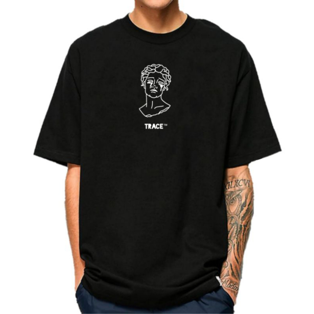 Camiseta Masculina Oversized Camisa Streetwear Trace Estátua Camiseta Masculina Oversized Camisa Streetwear Trace Estátua