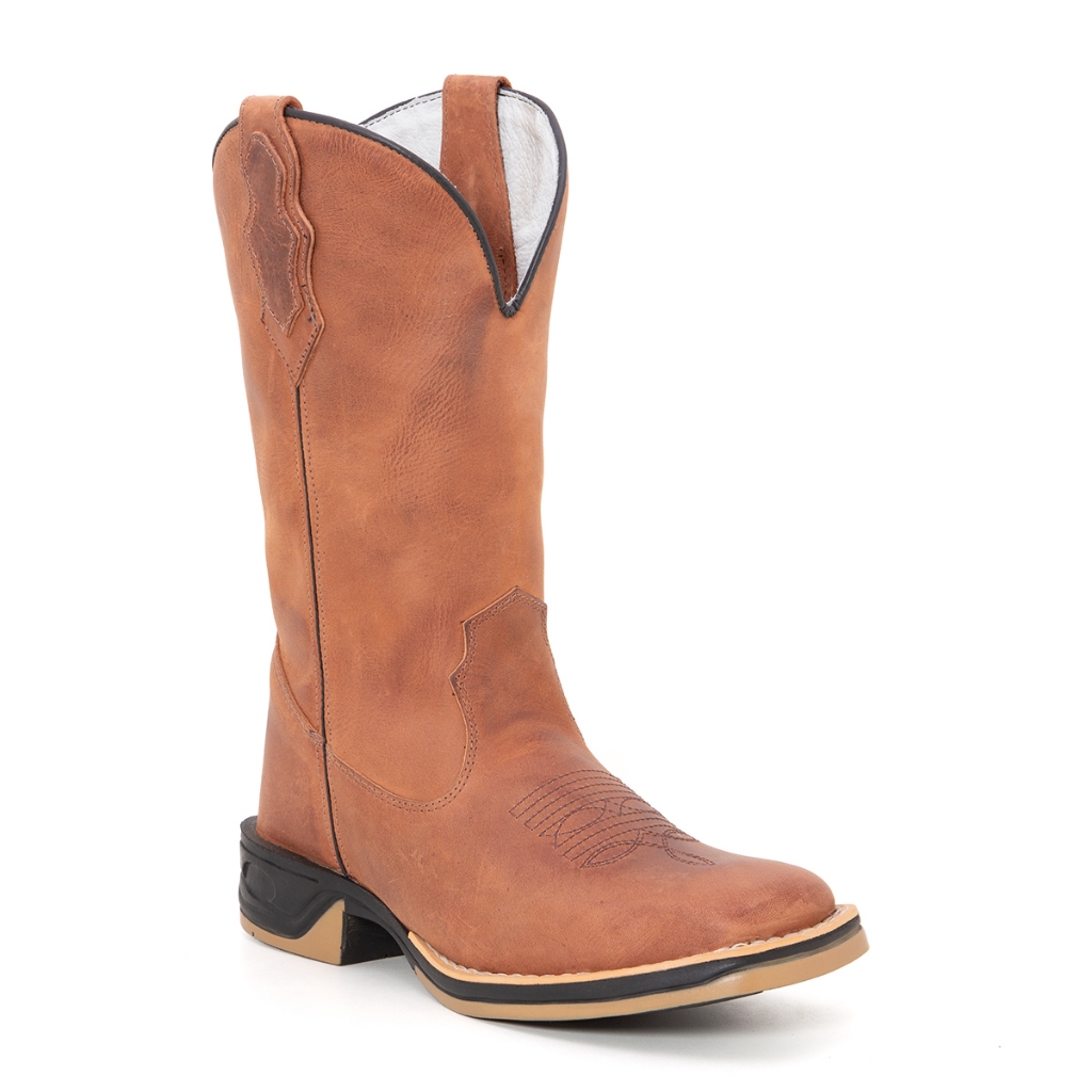 Bota Botina Texana Country Masculina Em Couro Legitimo Lisa Solado Jump