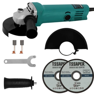Esmerilhadeira e Lixadeira Angular Profissional 900w - 11000rpm 4 1/2" Tssaper + 2 Discos de corte