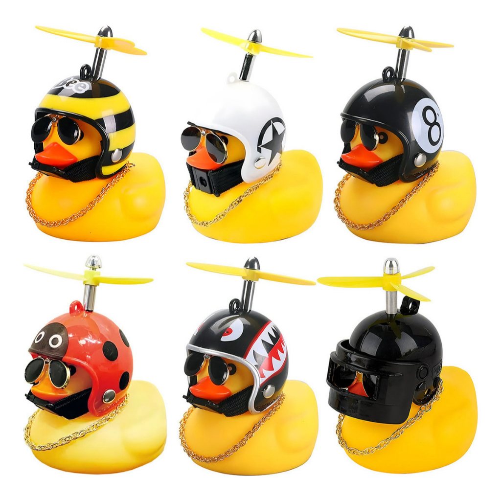 Pato Buzina C/ Luz Catavento Bike Moto Guidao Patinho Capacete Helice Mtb