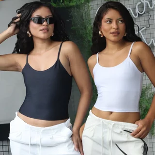 Kit 2 Cropped Feminino Regata Alcinha Básico Verão Suplex