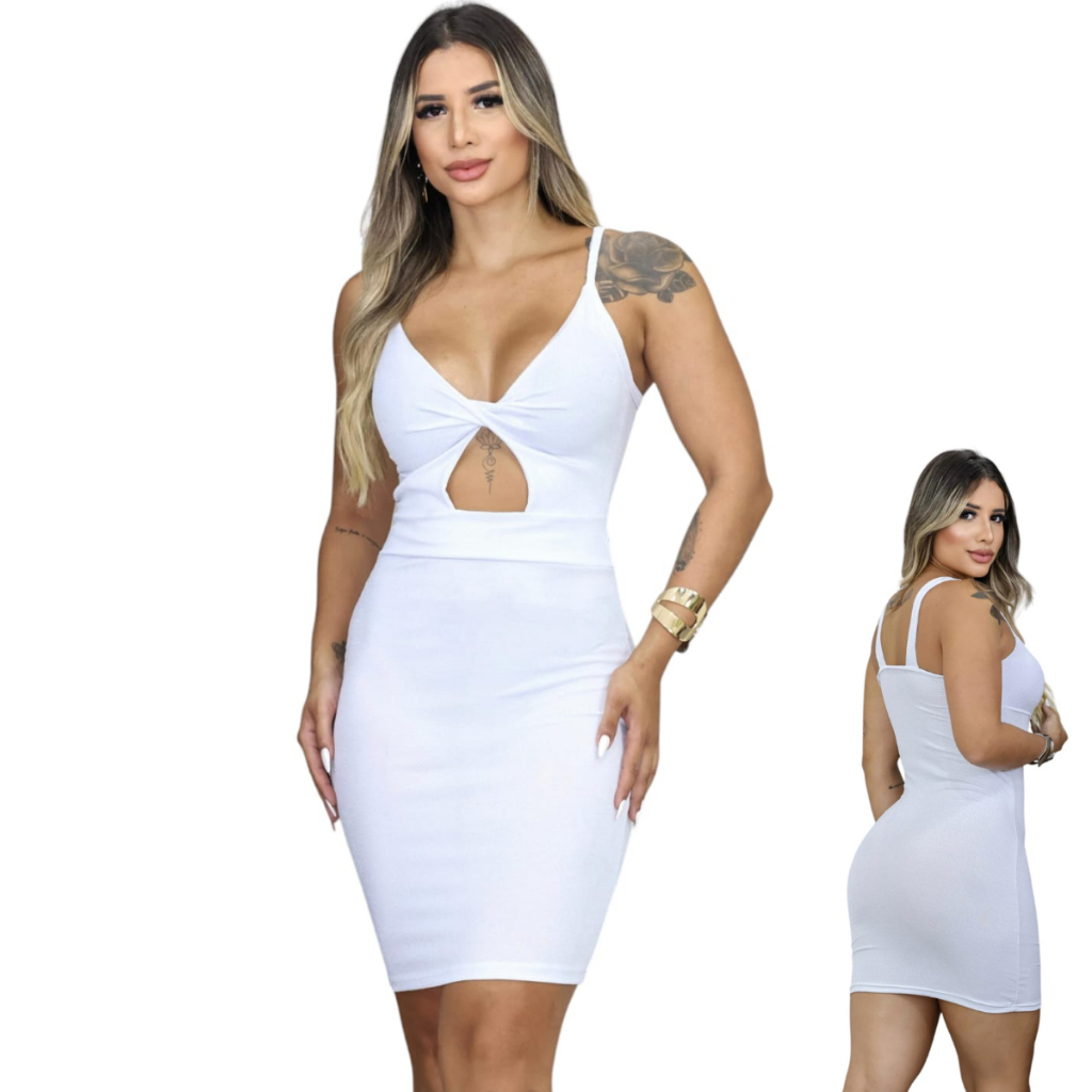 Vestido Branco Ano Novo Curto Colado Festa Balada Moda | Shopee Brasil