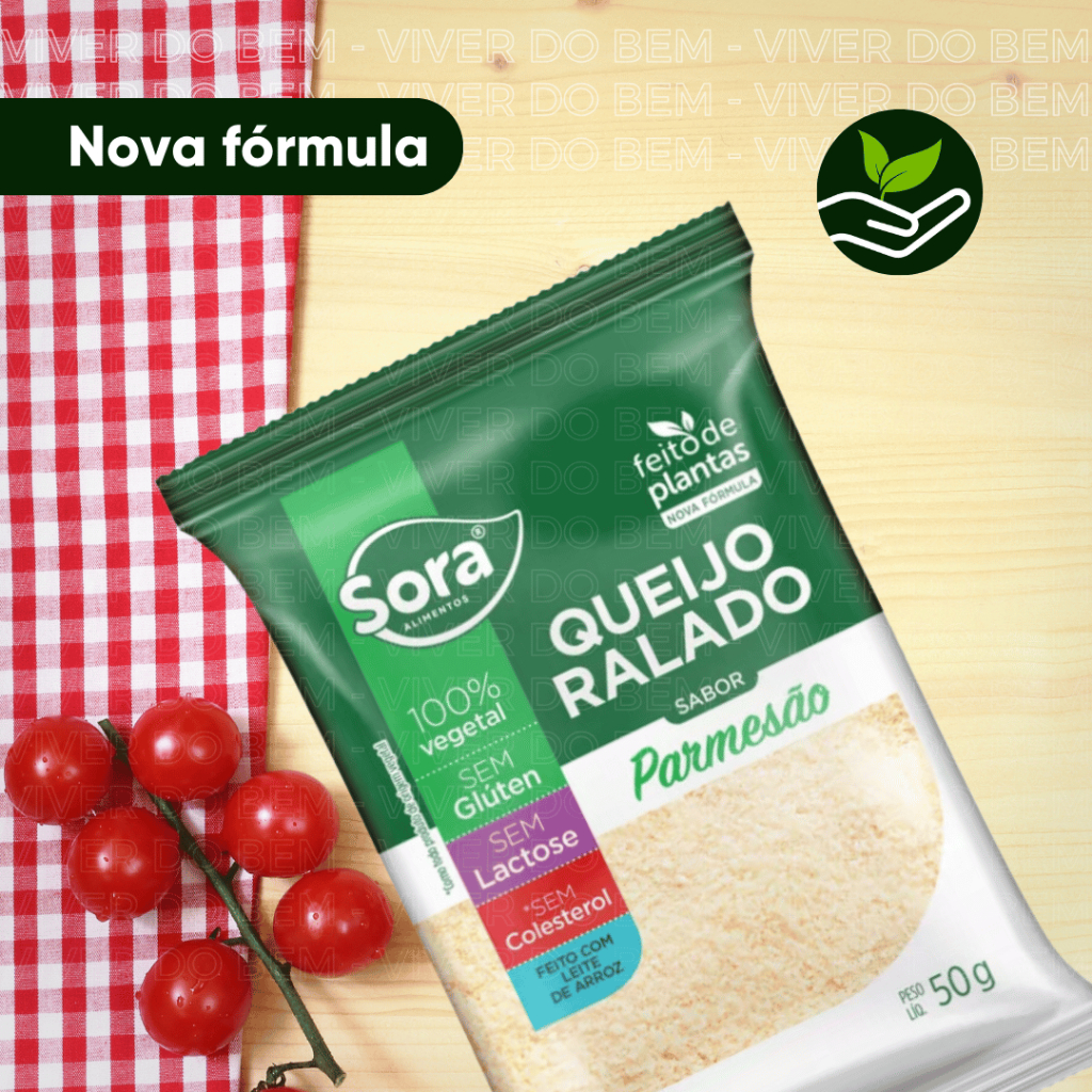 ソラ Sora Queijo Ralado Vegetal Vegano Zero Lactose 50g Sabor Parmesão
