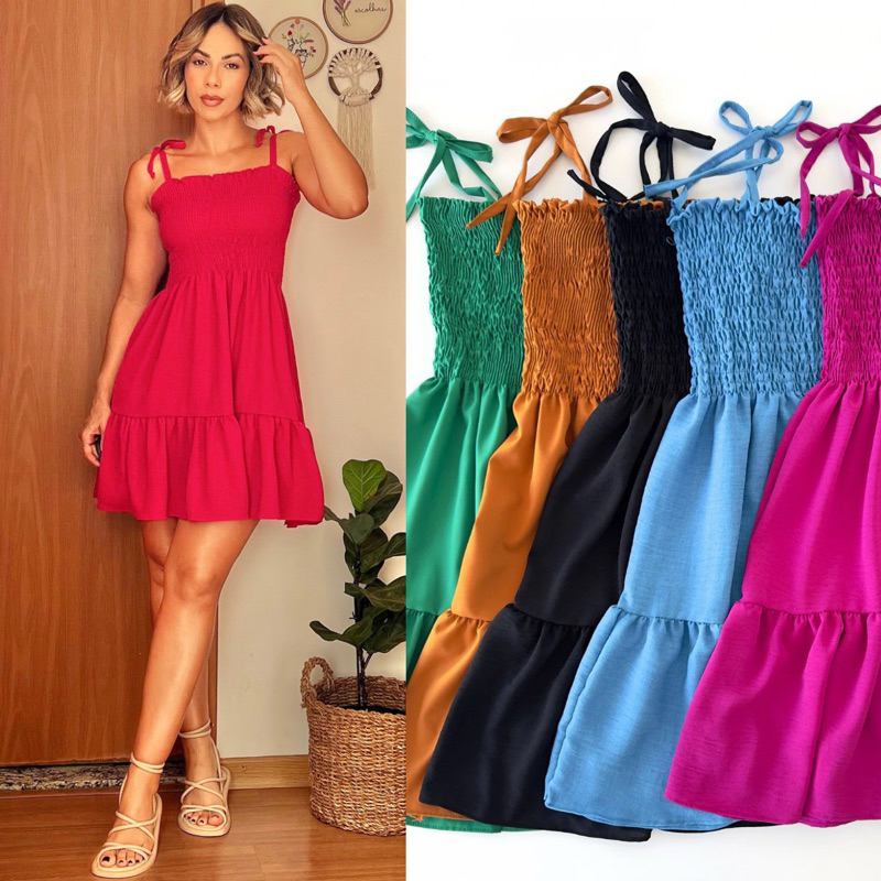 Vestido Soltinho Verão Delicado Curto Rodado de Lastex