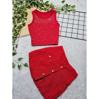 Flor de Lis - Conjunto Infantil "Amanhecer" com Cropped e Short Saia