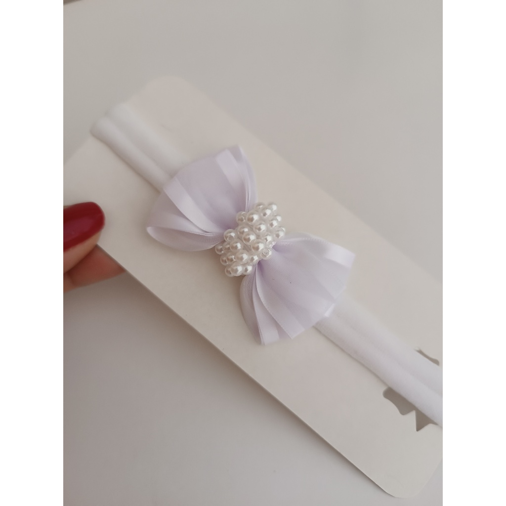 laço bordado em perolas faixa de cabelo bebe, laço organza, laço vermelho unid