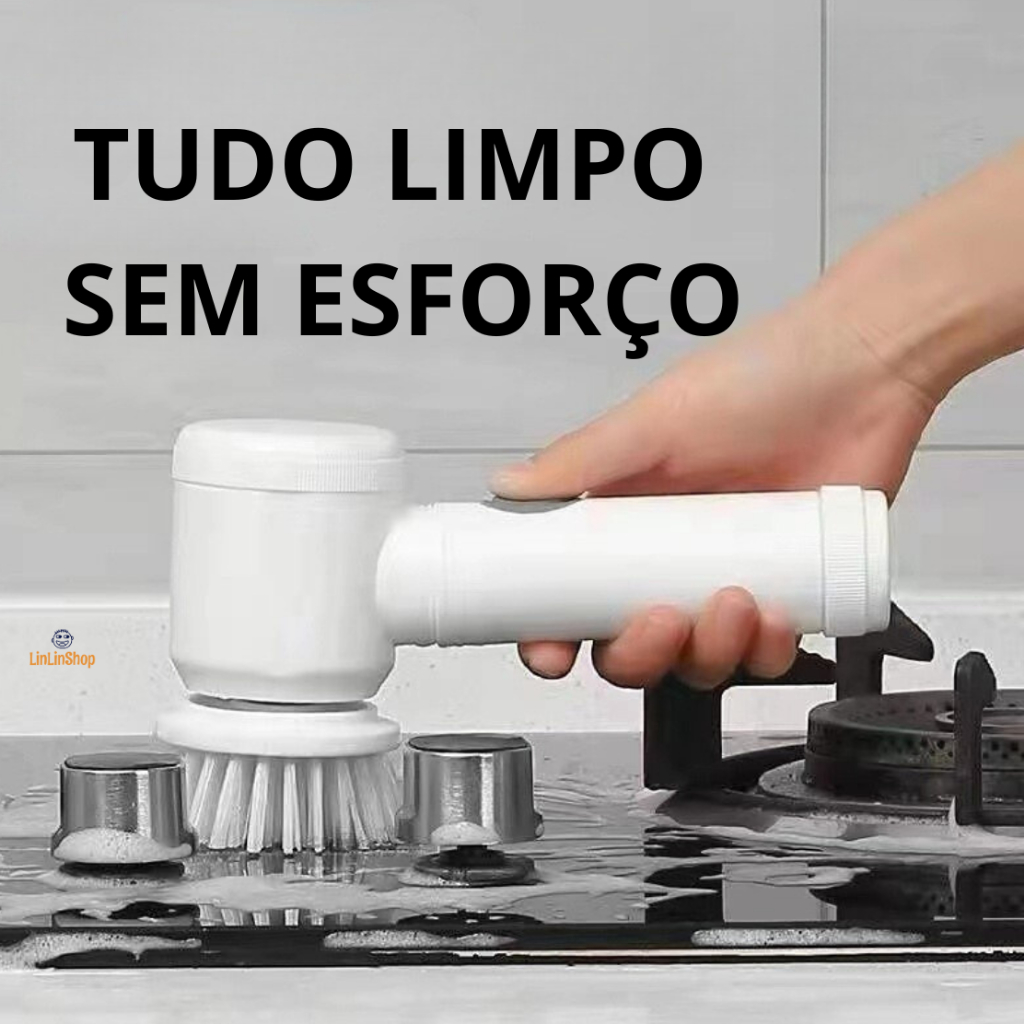 Escova de limpeza elétrica multifuncional sem fio ajustável potente cozinha banheiro com cabo 5em1