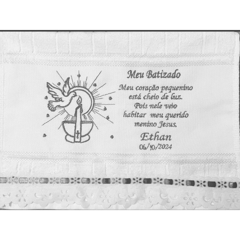 Toalha Lababo Bordado Batizado Prata | Shopee Brasil