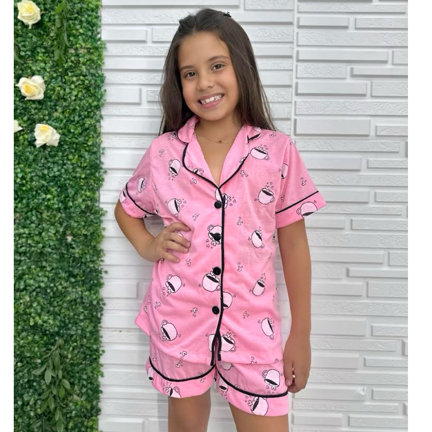 Pijama Infantil blogueirinha americano curto verão em Oferta na Shopee