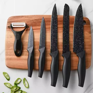 Kit Jogo 6 Facas Churrasco Profissional Antiaderente Profissional Cozinha Acessorios