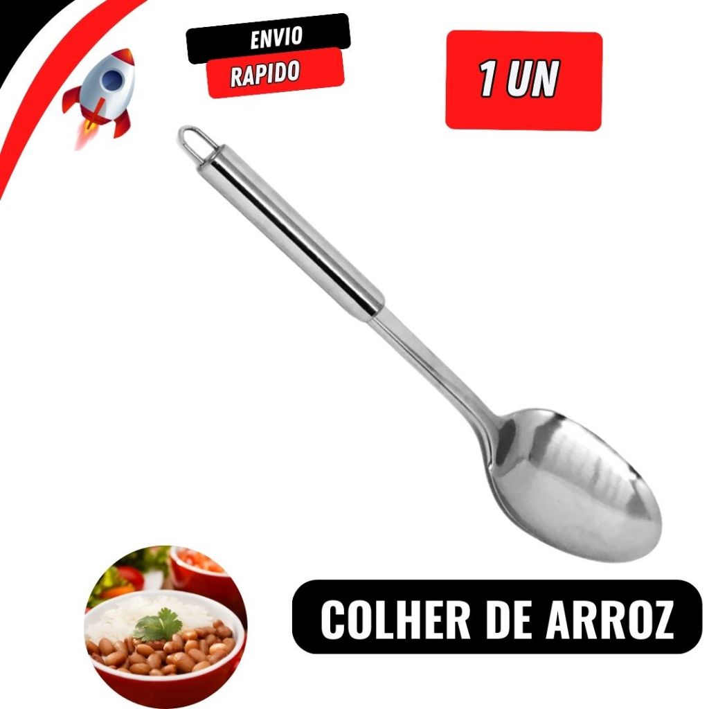 Colher Grande Para Servir Arroz Aço Inox Multiuso Casa Bares ...